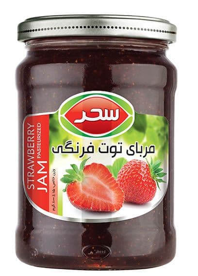 مربای توت فرنگی سحر شیشه وزن خالص 800 گرم