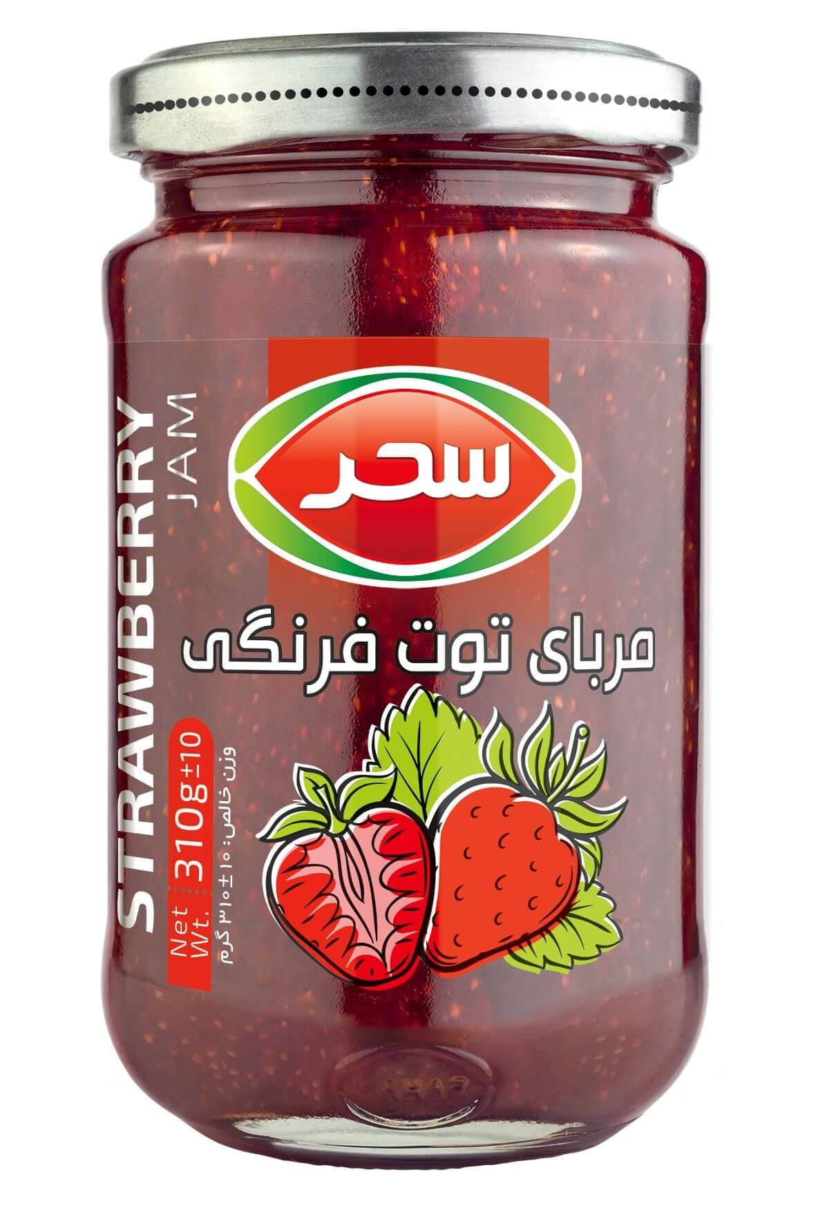 مربای توت فرنگی سحر شیشه وزن خالص 310 گرم