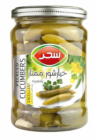 خیارشور ممتاز سحر شیشه وزن خالص 640 گرم
