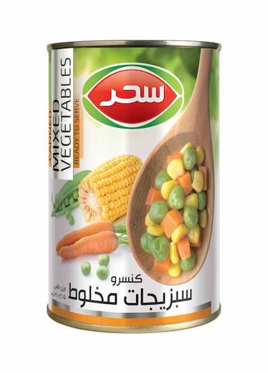 کنسرو سبزیجات مخلوط سحر قوطی وزن خالص 410 گرم 