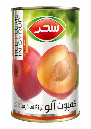 کمپوت آلو قرمز قوطی وزن خالص 420 گرم 