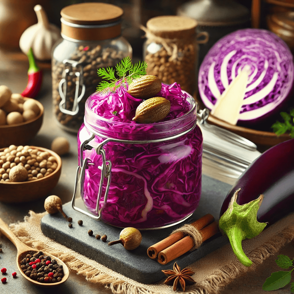 ترشی بادمجان و کلم قرمز؛ طعمی متفاوت و لذیذ