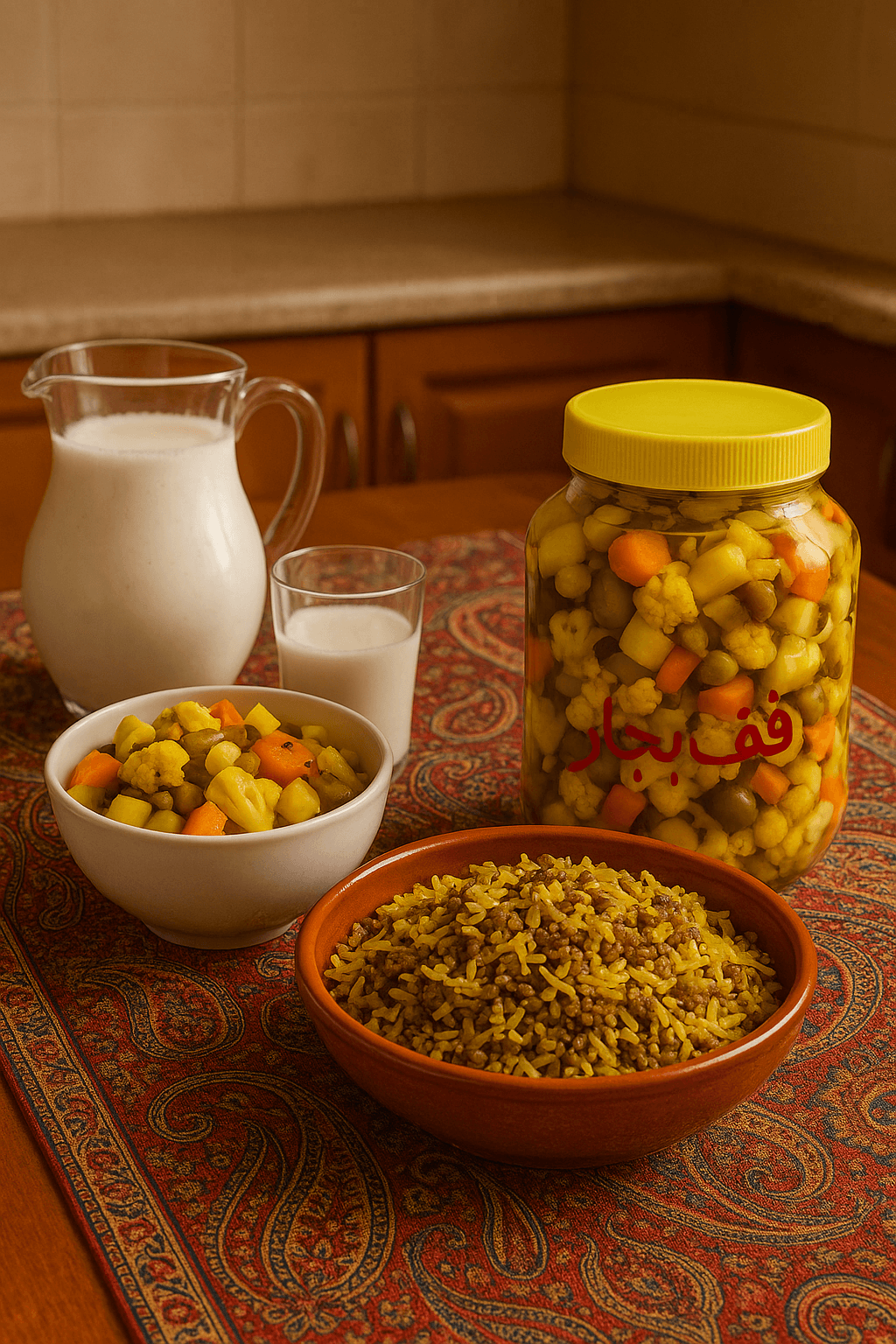 ترشی هفت بیجار با لوبیا پلو