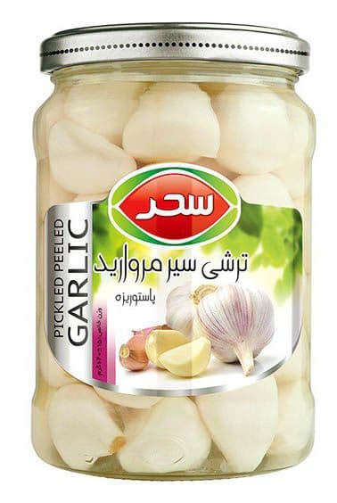  ترشی سیر مروارید شیشه وزن خالص 640 گرم