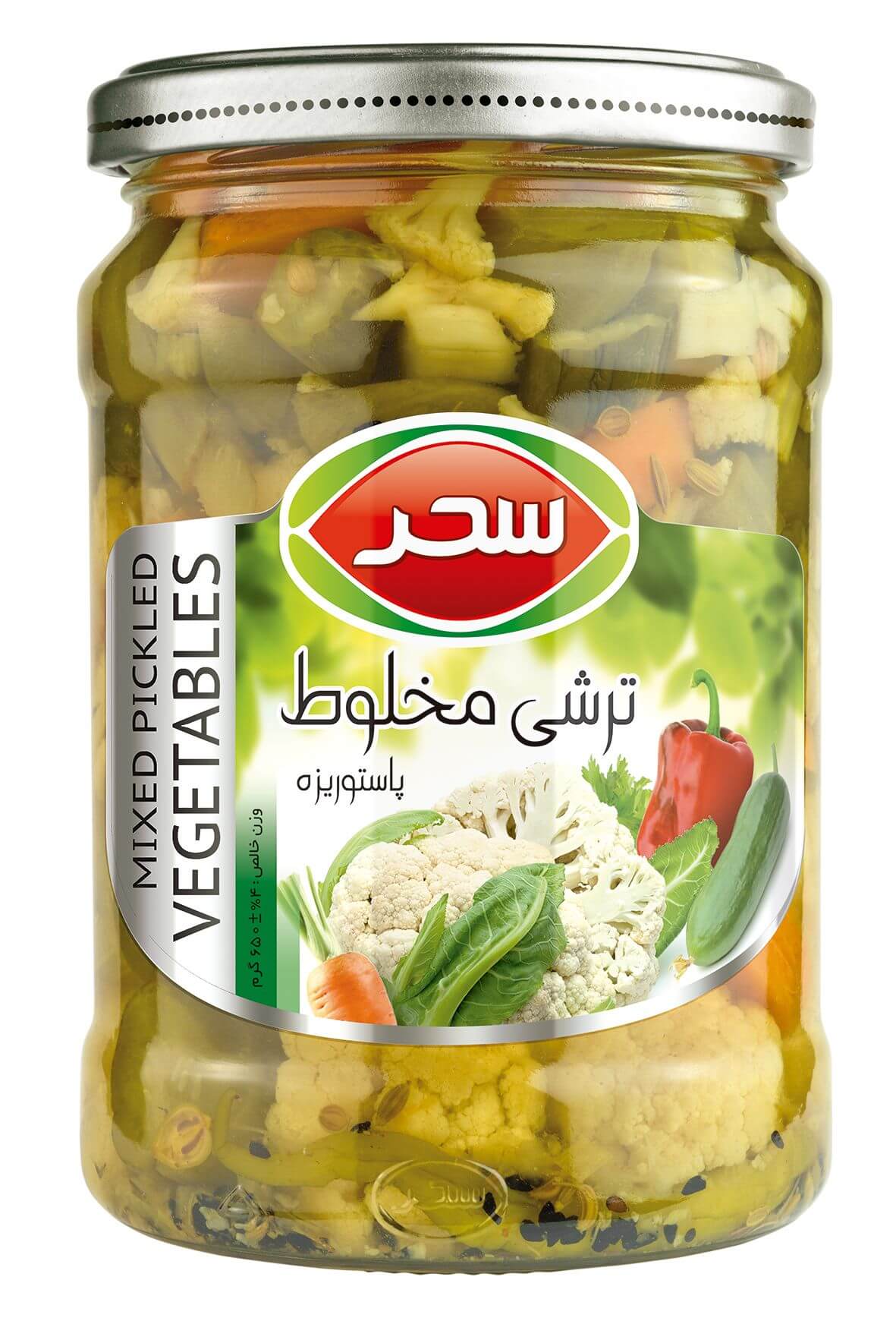 ترشی مخلوط شیشه وزن خالص 650 گرم