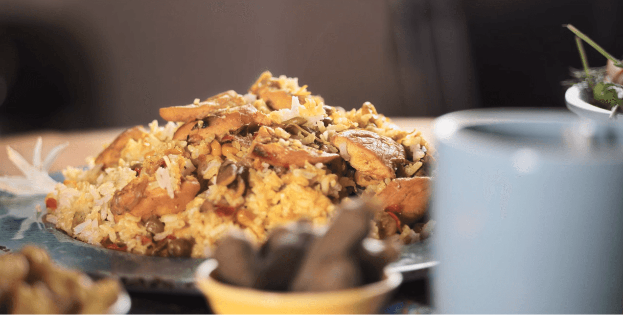 آموزش پلو یونانی با مرغ و قارچ