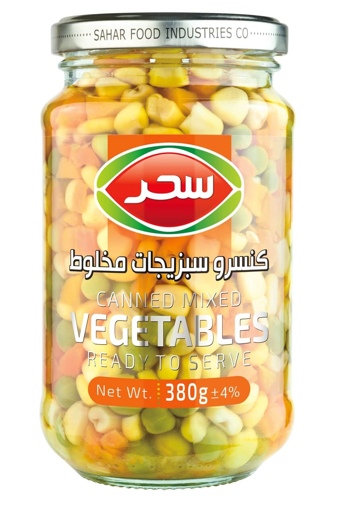 کنسرو سبزیجات مخلوط سحر شیشه وزن خالص 380 گرم
