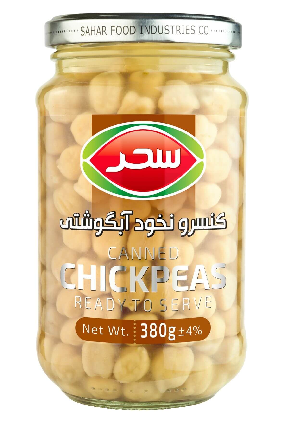 کنسرو نخود آبگوشتی سحر شیشه وزن خالص 380 گرم