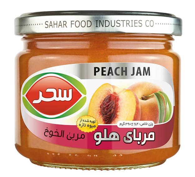 مربای هلو شیشه وزن خالص 390 گرم