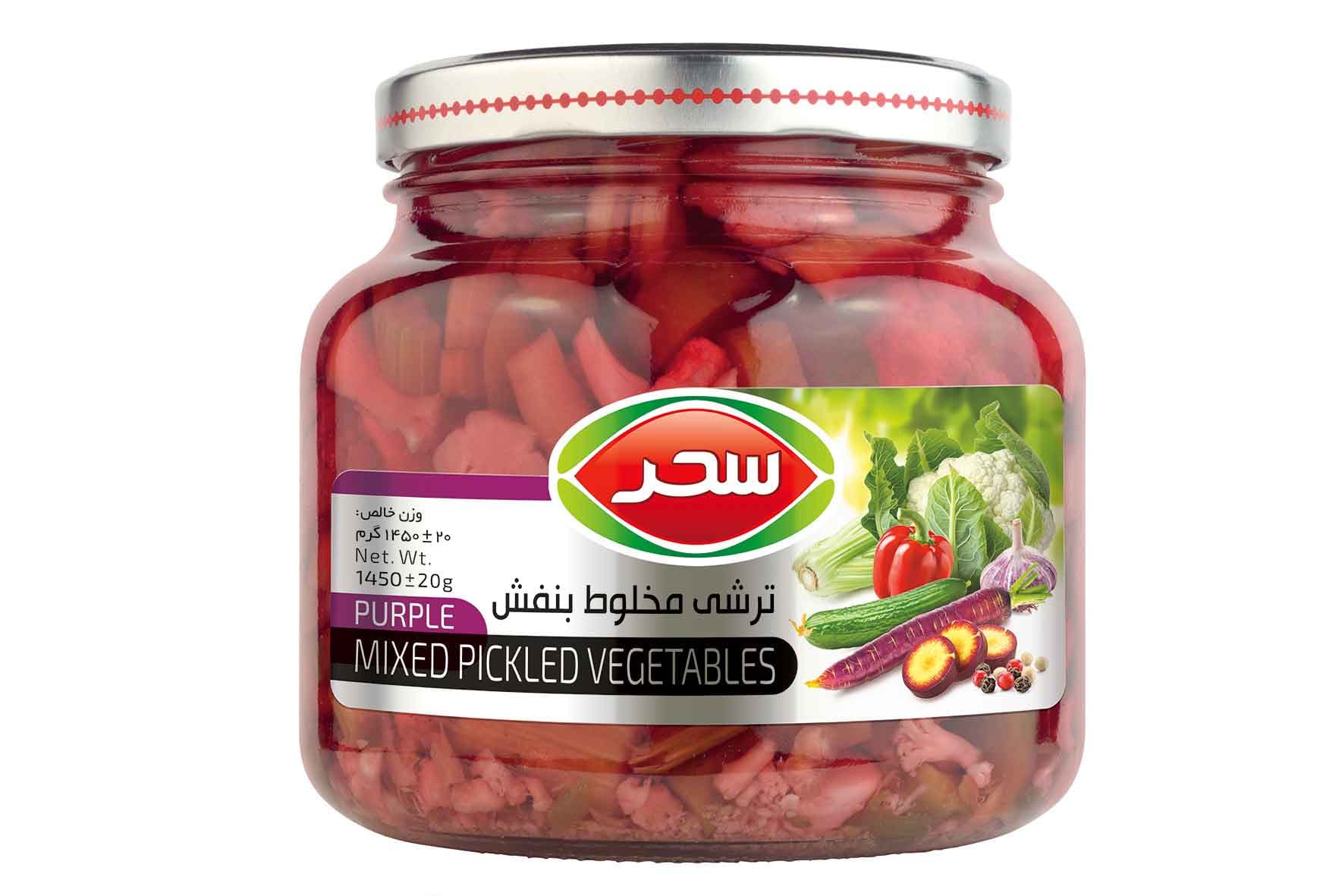 ترشی مخلوط بنفش سحر شیشه وزن خالص 1450 گرم