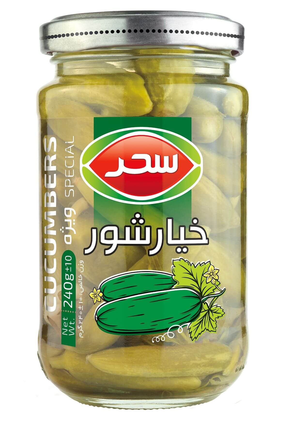 خیارشور ویژه شیشه وزن خالص 240 گرم