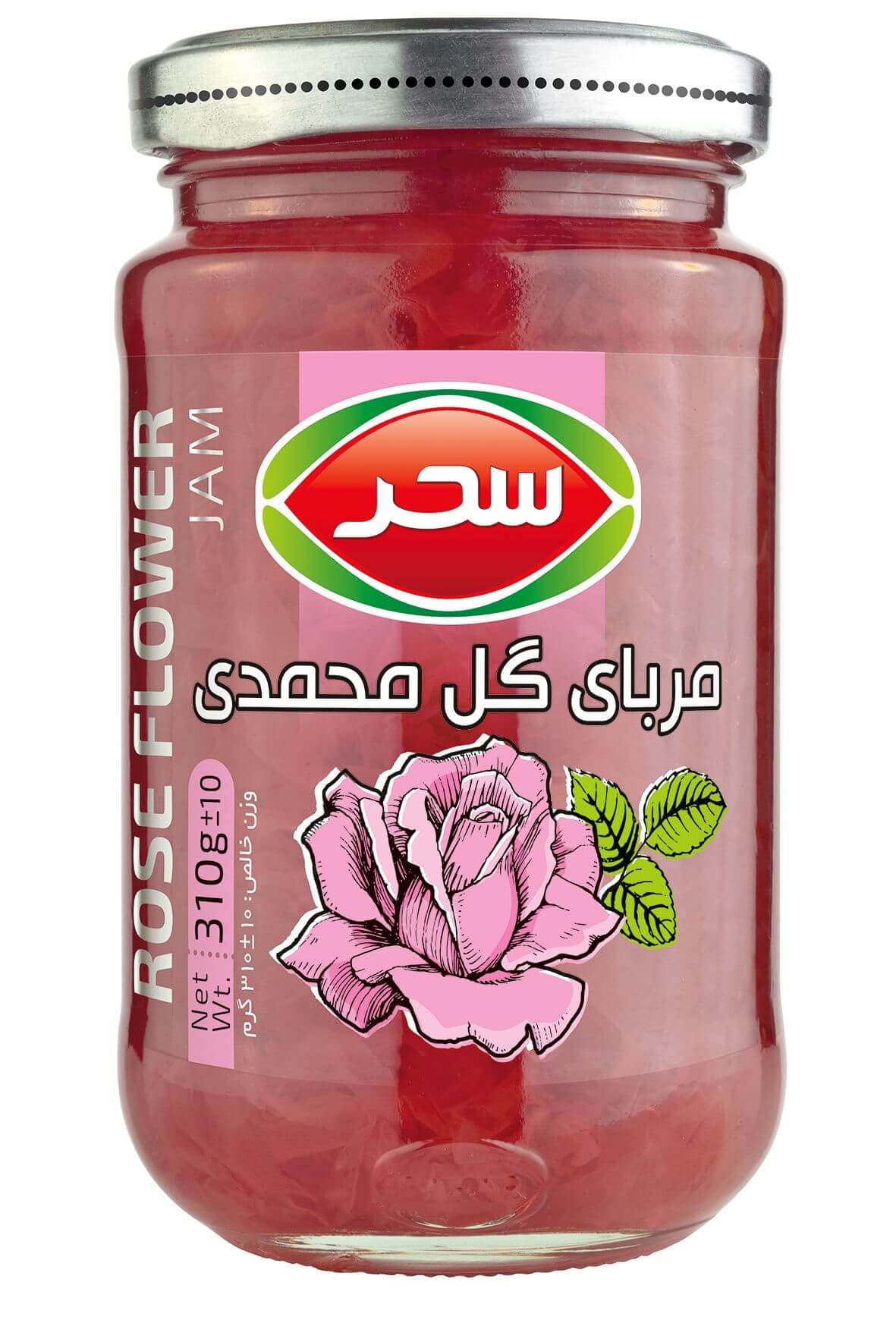 مربای گل محمدی شیشه وزن خالص 310 گرم