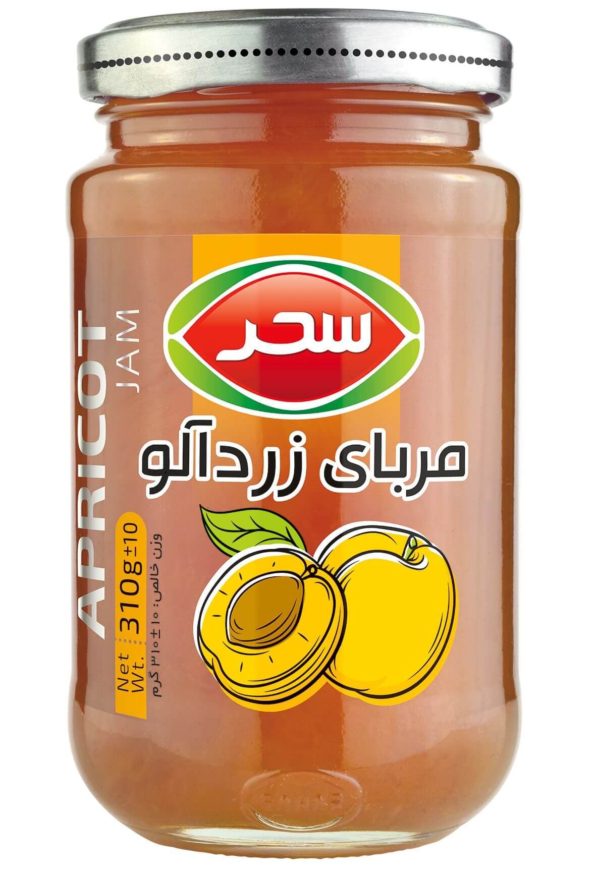 مربای زردآلو شیشه وزن خالص 310 گرم