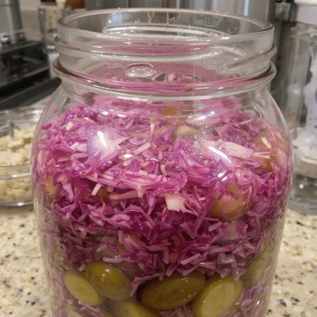 ترشی لیته بادمجان با کلم قرمز